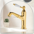 Antique Brass bath shower mixer tap pull out spray detail view