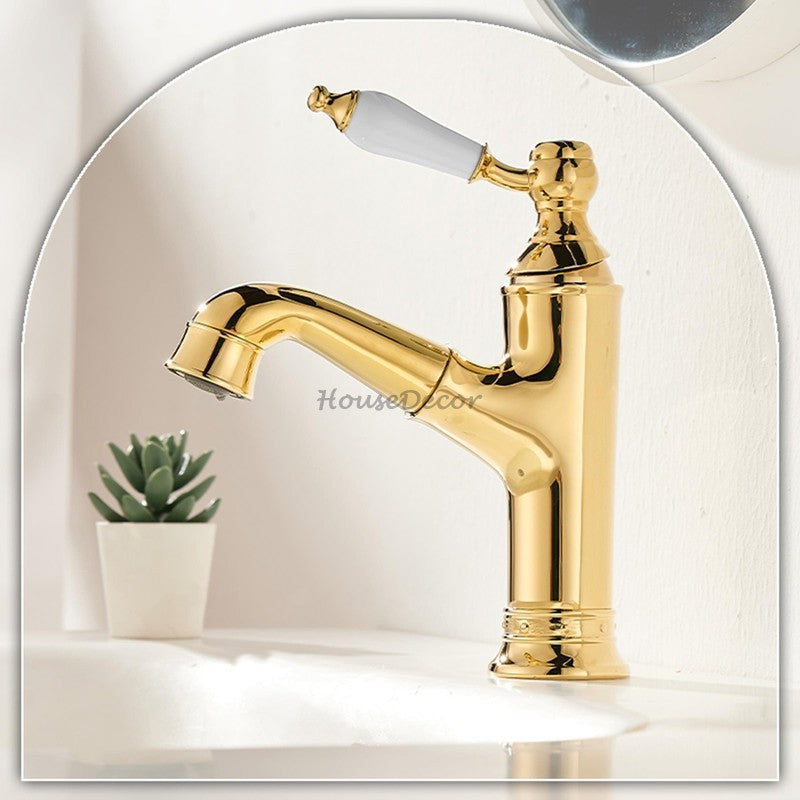 Antique Brass bath shower mixer tap pull out spray detail view