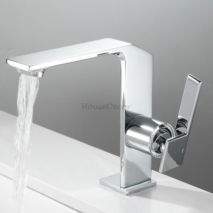 Modern bath shower mixer tap waterfall spout detail view