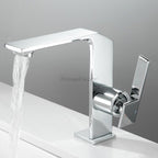 Modern bath shower mixer tap waterfall spout detail view
