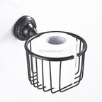 Black toilet paper holder detailed product view main view