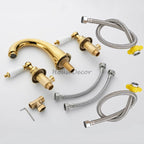 Polished Brass bath shower mixer tap dual handle control additional view
