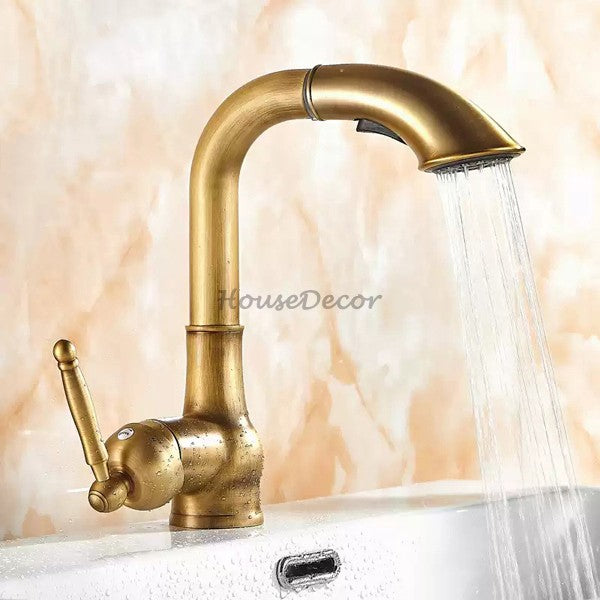 Modern bath shower mixer tap pull out spray detail view