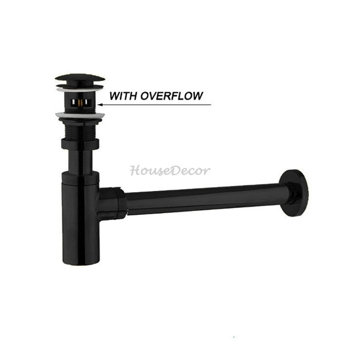 Matte Black basin bottle trap detailed product view detail view