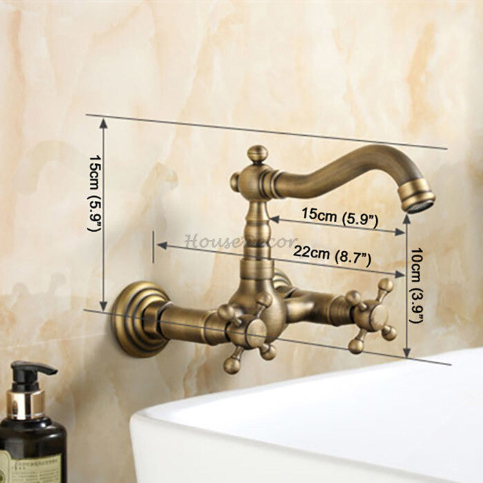 Antique Brass kitchen sink mixer tap swivel spout detail view