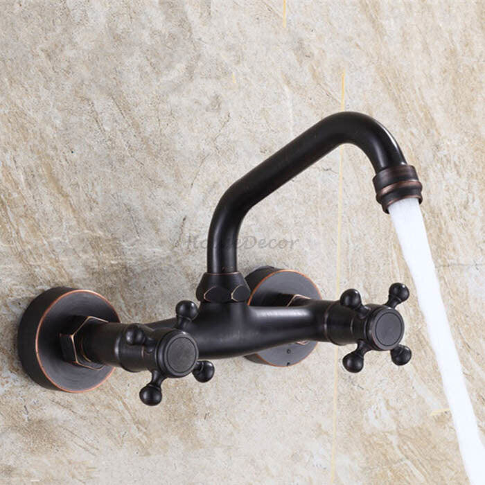 Black kitchen sink mixer tap swivel spout main view