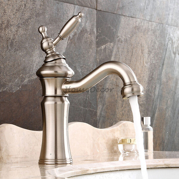 Brushed Nickel bath shower mixer tap single lever control detail view