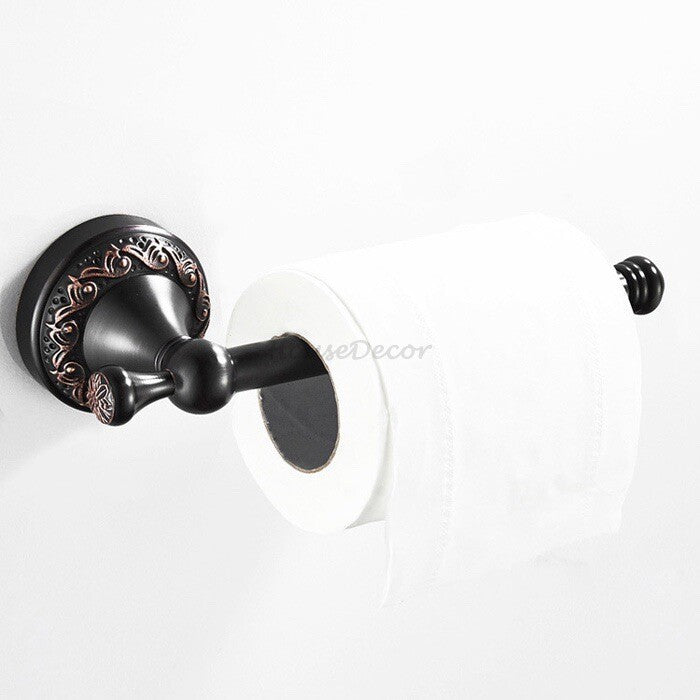 Black Brass toilet paper holder wall mounted design main view