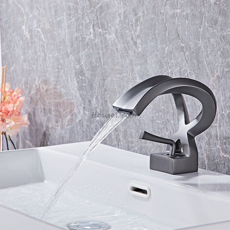 Modern Brass bath shower mixer tap waterfall spout additional view