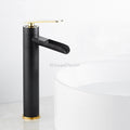 Modern bath shower mixer tap waterfall spout detail view