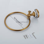 Antique Brass towel ring wall mounted design detail view
