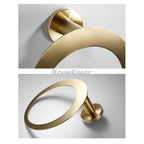 Brushed Gold towel rack wall mounted design detail view