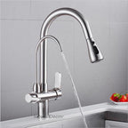Modern kitchen sink mixer tap pull out spray detail view