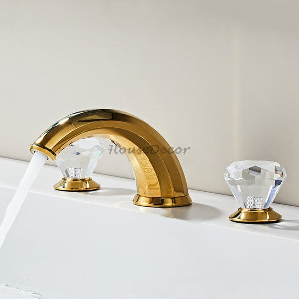 Gold bath shower mixer tap dual handle control additional view