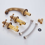 Modern bath shower mixer tap dual handle control detail view