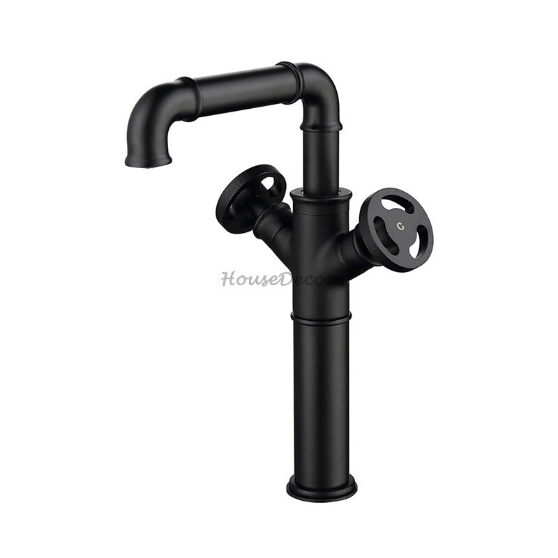 Modern bath shower mixer tap dual handle control detail view