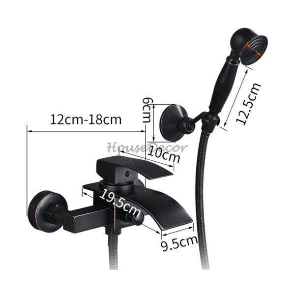 Black bath shower mixer tap waterfall spout additional view