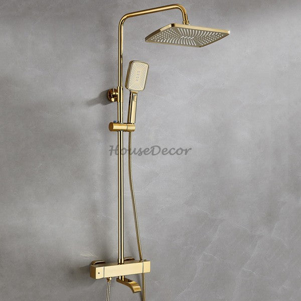 Gold bath shower mixer tap thermostatic control additional view