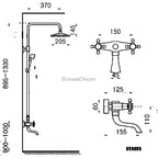 Antique Brass bath shower mixer tap wall mounted design detail view