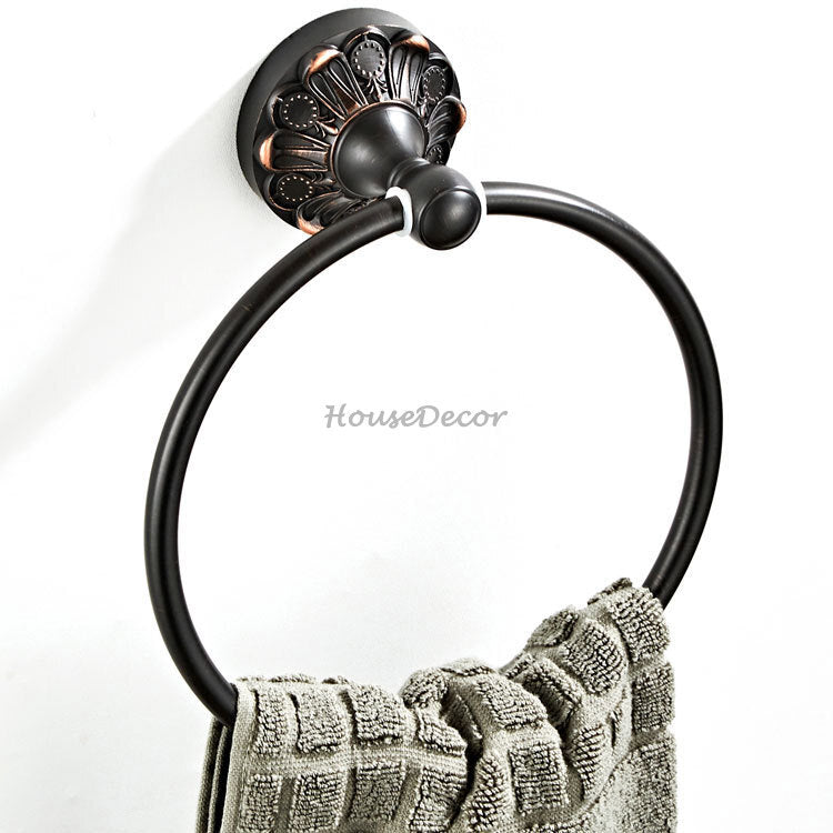 Black towel ring wall mounted design main view