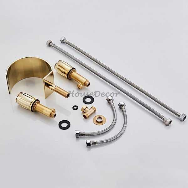 Gold bath shower mixer tap waterfall spout additional view