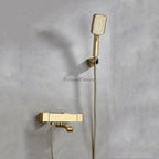 Modern shower head thermostatic control detail view