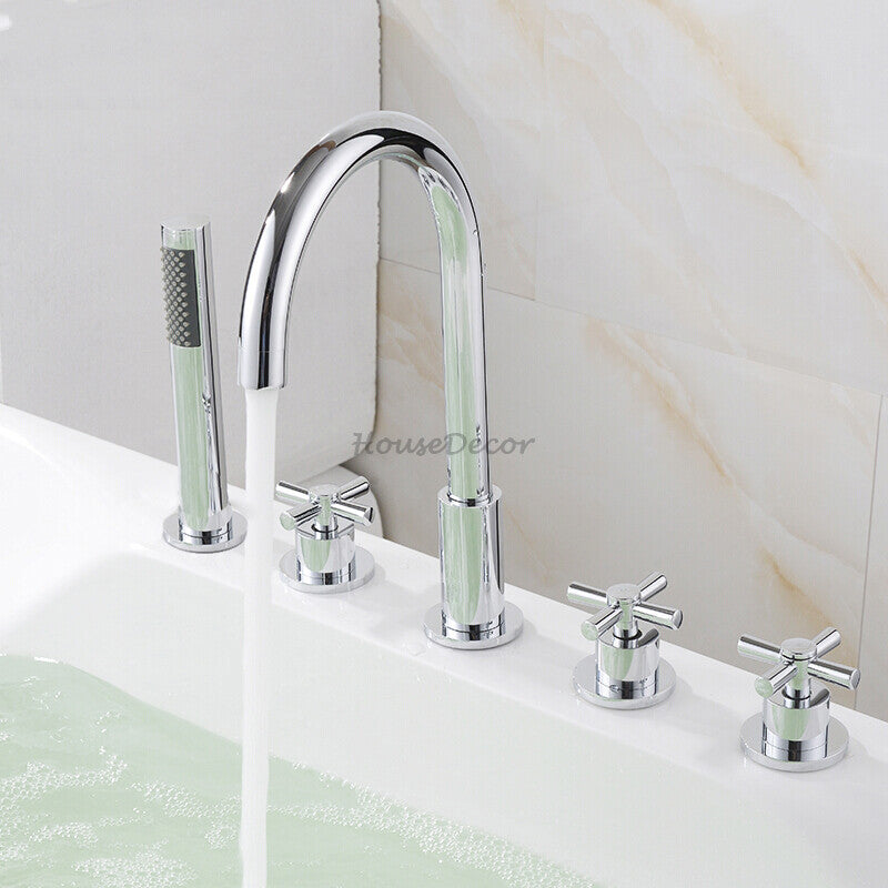 Chrome bath shower mixer tap deck mounted design main view