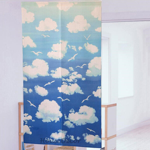 White Fabric doorway curtain room divider design main view