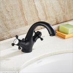 Black bath shower mixer tap deck mounted design detail view