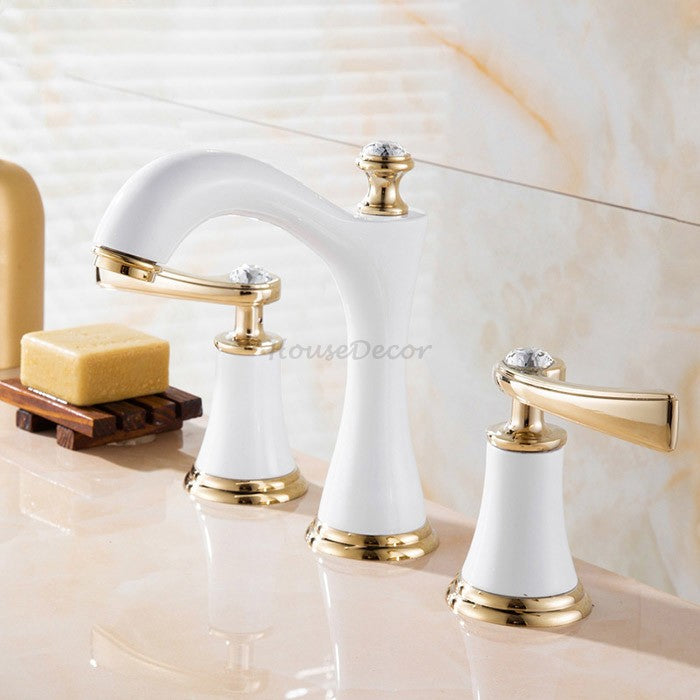 Gold bath shower mixer tap 3 hole installation additional view