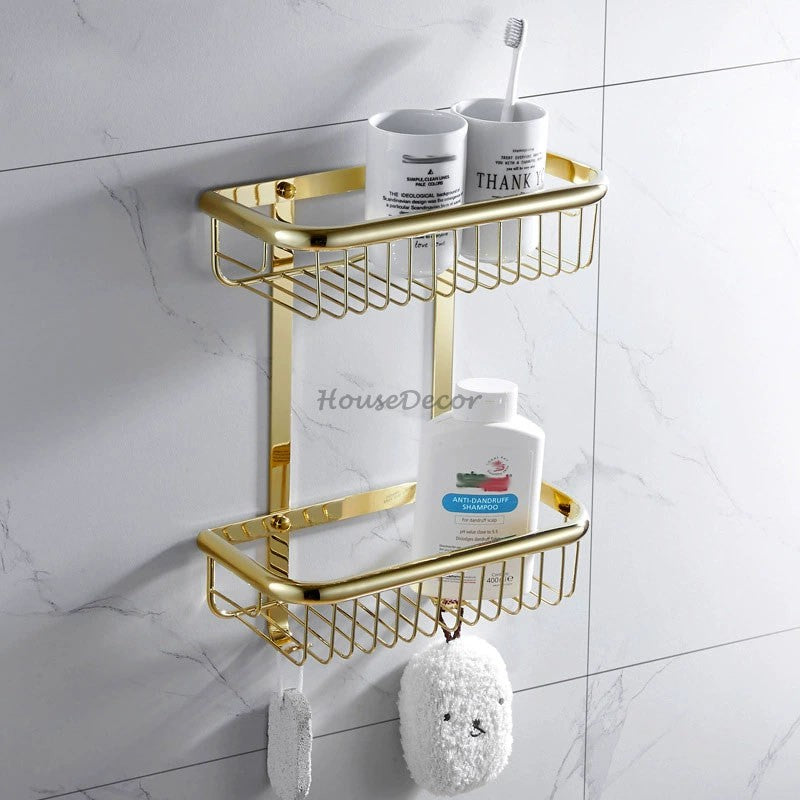 Gold toilet brush holder detailed product view additional view