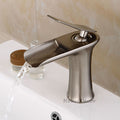 Brushed Nickel Brass bathroom basin mixer tap waterfall spout main view