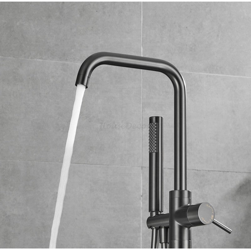 Freestanding Bath Mixer Tap Handheld Shower Head Floor Mount Tub Filler Faucet