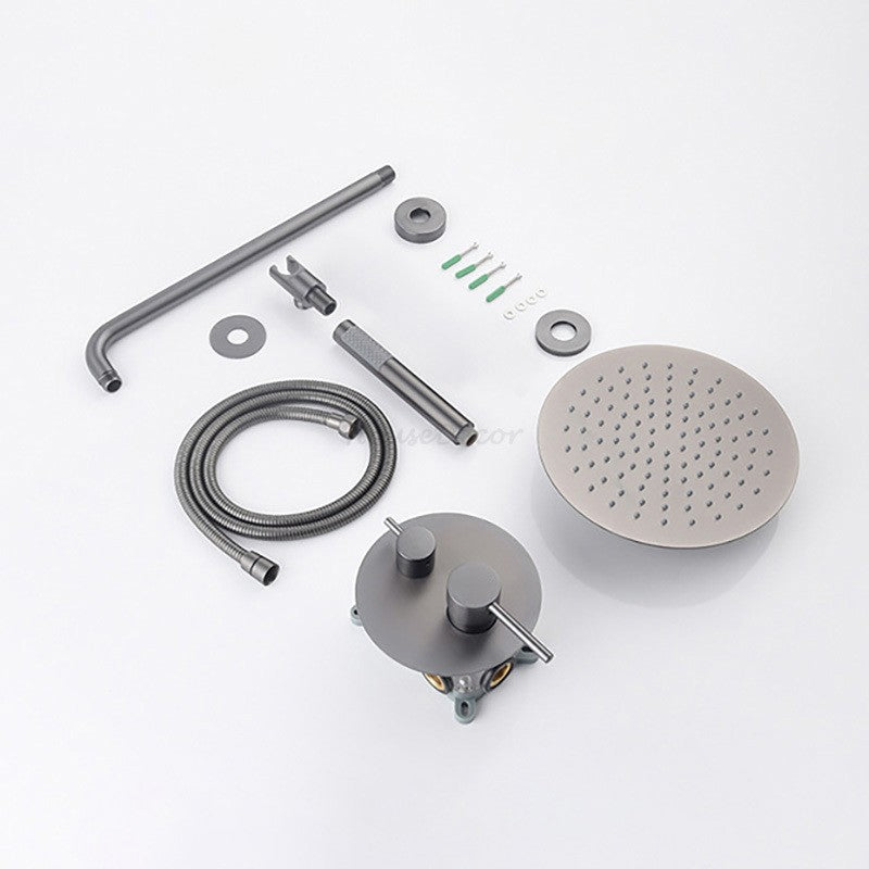 Concealed Rainfall Shower Mixer Tap Set Wall Dual Head Modern Bathroom Bath Unit