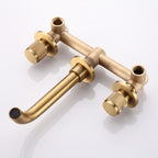 Wall Mounted Widespread 3 Hole Basin Mixer Taps Double Handles Bathroom Faucet