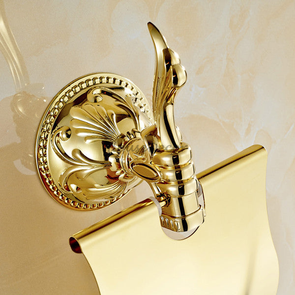 Gold toilet paper holder detailed product view detail view
