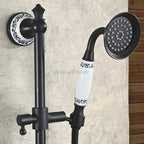 Black Brass bath shower mixer tap wall mounted design detail view