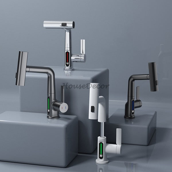 Modern bathroom basin mixer tap waterfall spout additional view