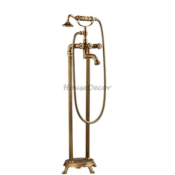 Antique Brass bath shower mixer tap floor mounted design main view