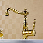 Gold bath shower mixer tap swivel spout main view