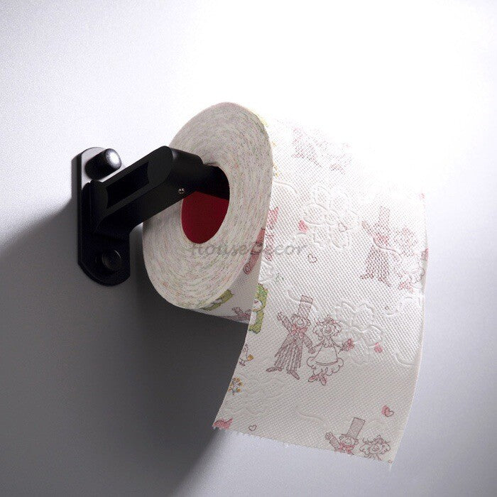 Black toilet paper holder wall mounted design detail view