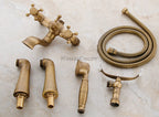 Antique Brass bath shower mixer tap deck mounted design additional view