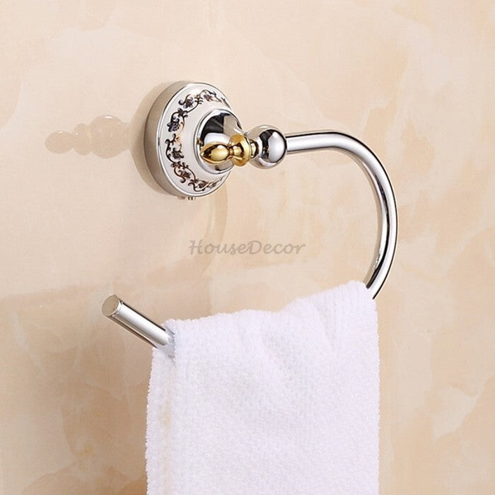Chrome Ceramic towel ring wall mounted design main view