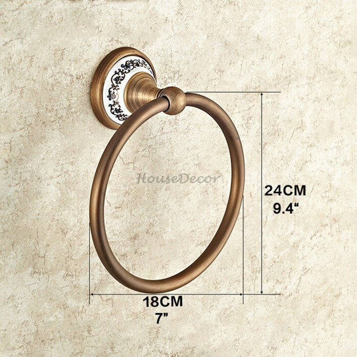 Antique Brass towel ring wall mounted design additional view