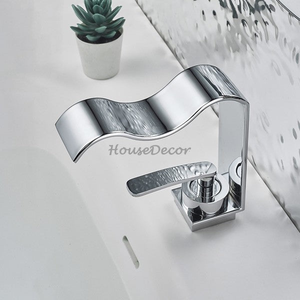 Modern Brass bath shower mixer tap waterfall spout additional view