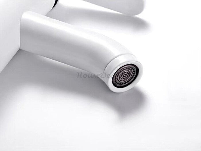White bath shower mixer tap deck mounted design additional view