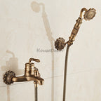 Antique Brass shower head handheld shower set detail view