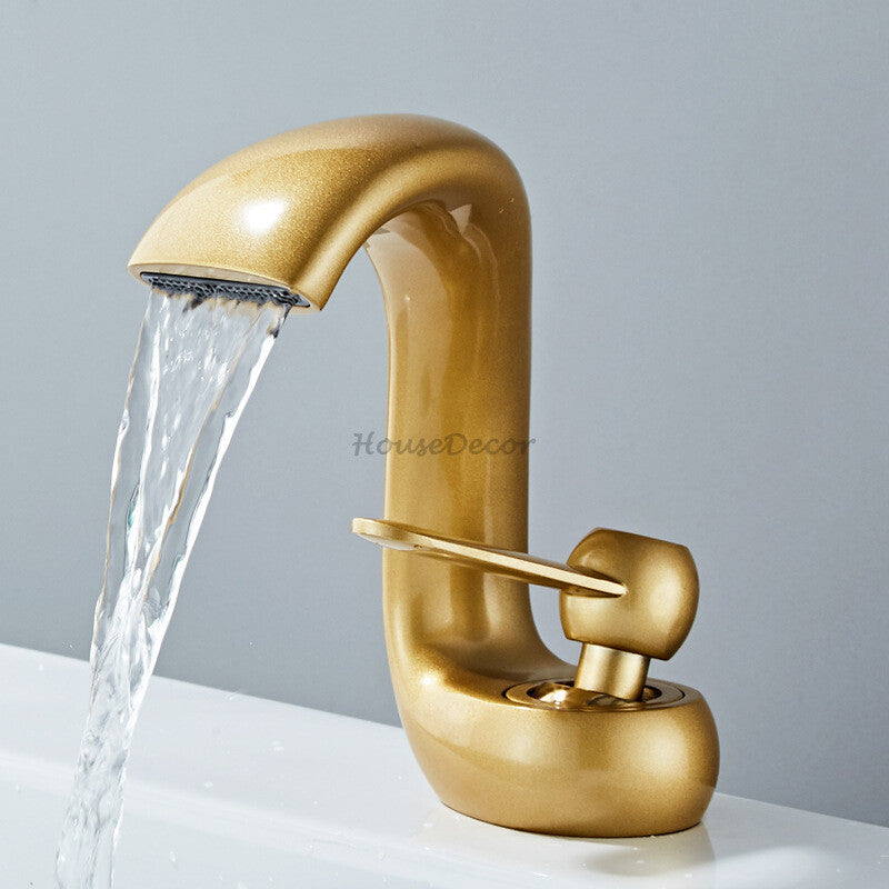 Brass bath shower mixer tap waterfall spout detail view