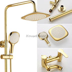 Gold Brass bath shower mixer tap wall mounted design detail view