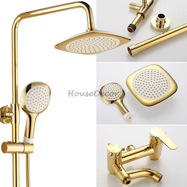 Gold Brass bath shower mixer tap wall mounted design detail view